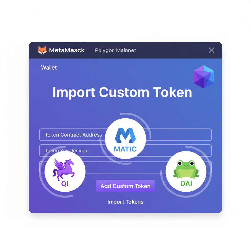 MetaMask import custom token screen on Polygon, token icons popping up