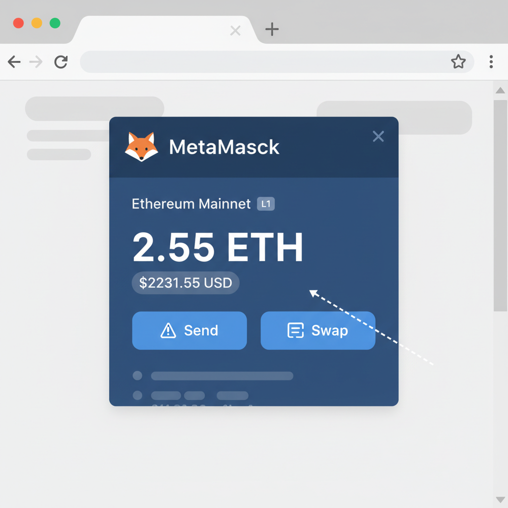 MetaMask Ethereum L1 wallet showing ETH balance at $2231.55 price tag